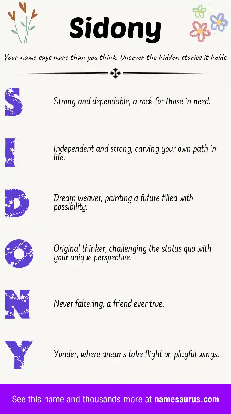 Acrostic poem about Sidony.