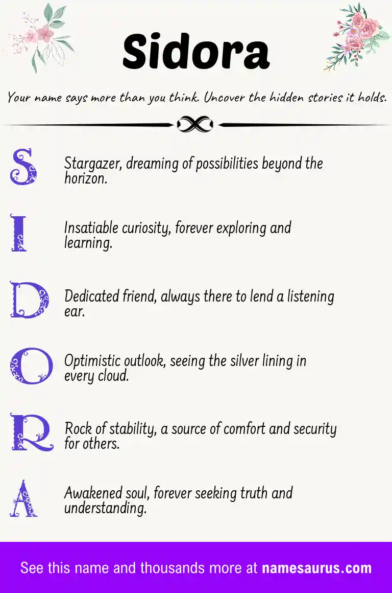 Acrostic poem about Sidora.
