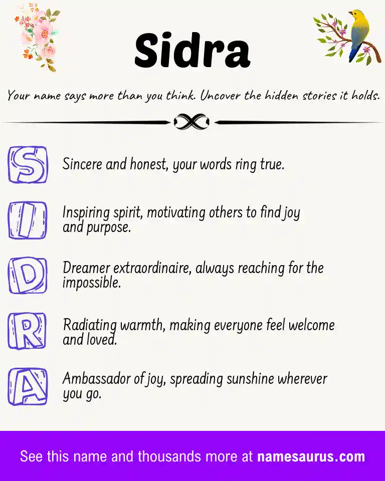 Acrostic poem about Sidra.