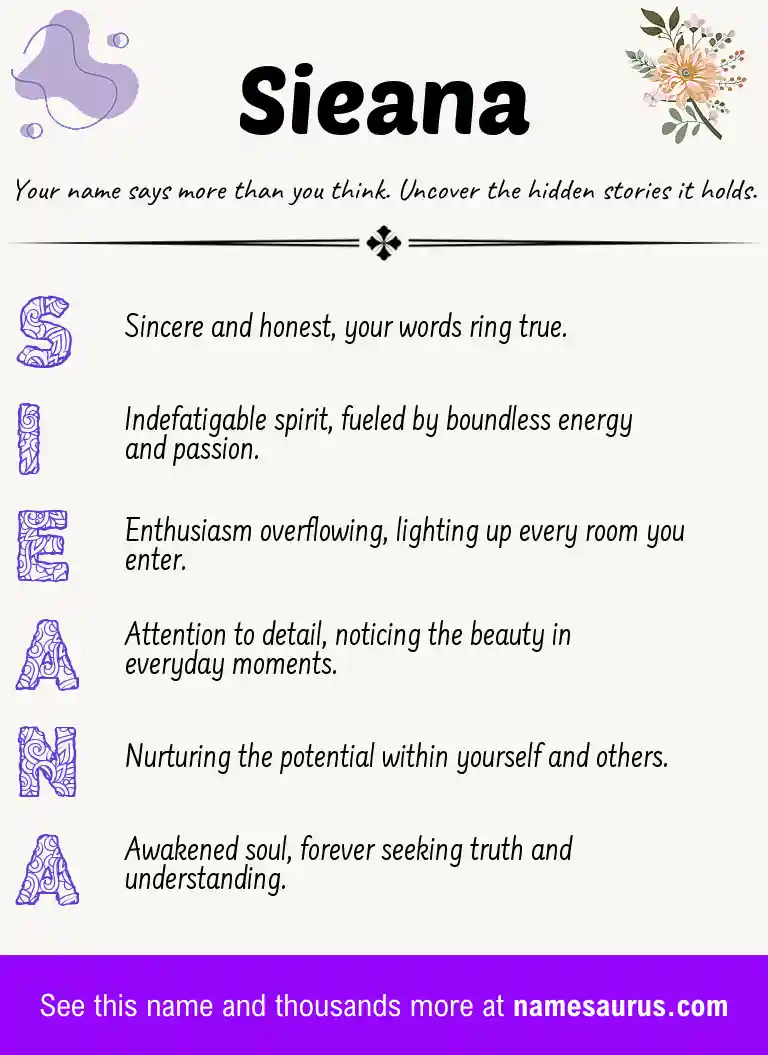 Acrostic poem about Sieana.
