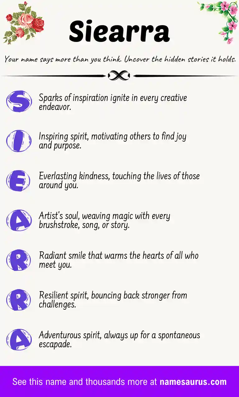 Acrostic poem about Siearra.
