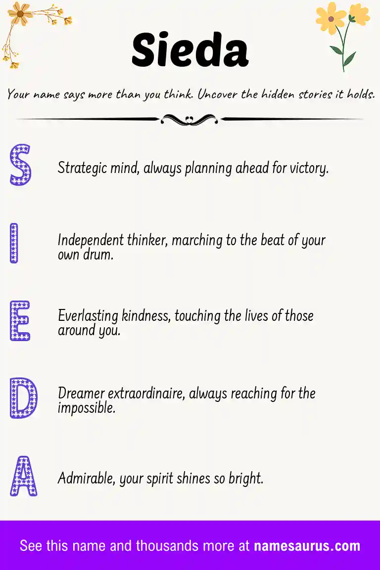 Acrostic poem about Sieda.