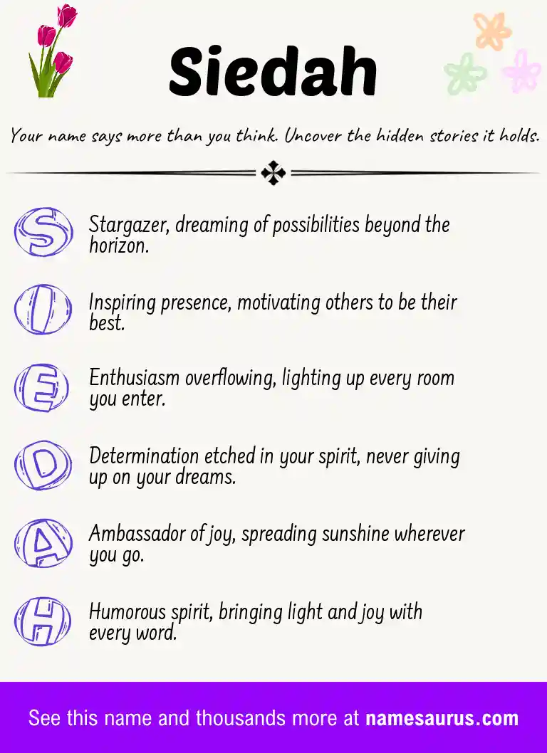 Acrostic poem about Siedah.