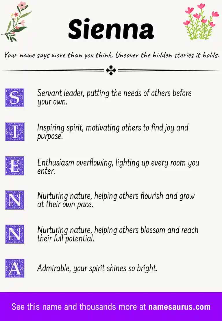 Acrostic poem about Sienna.