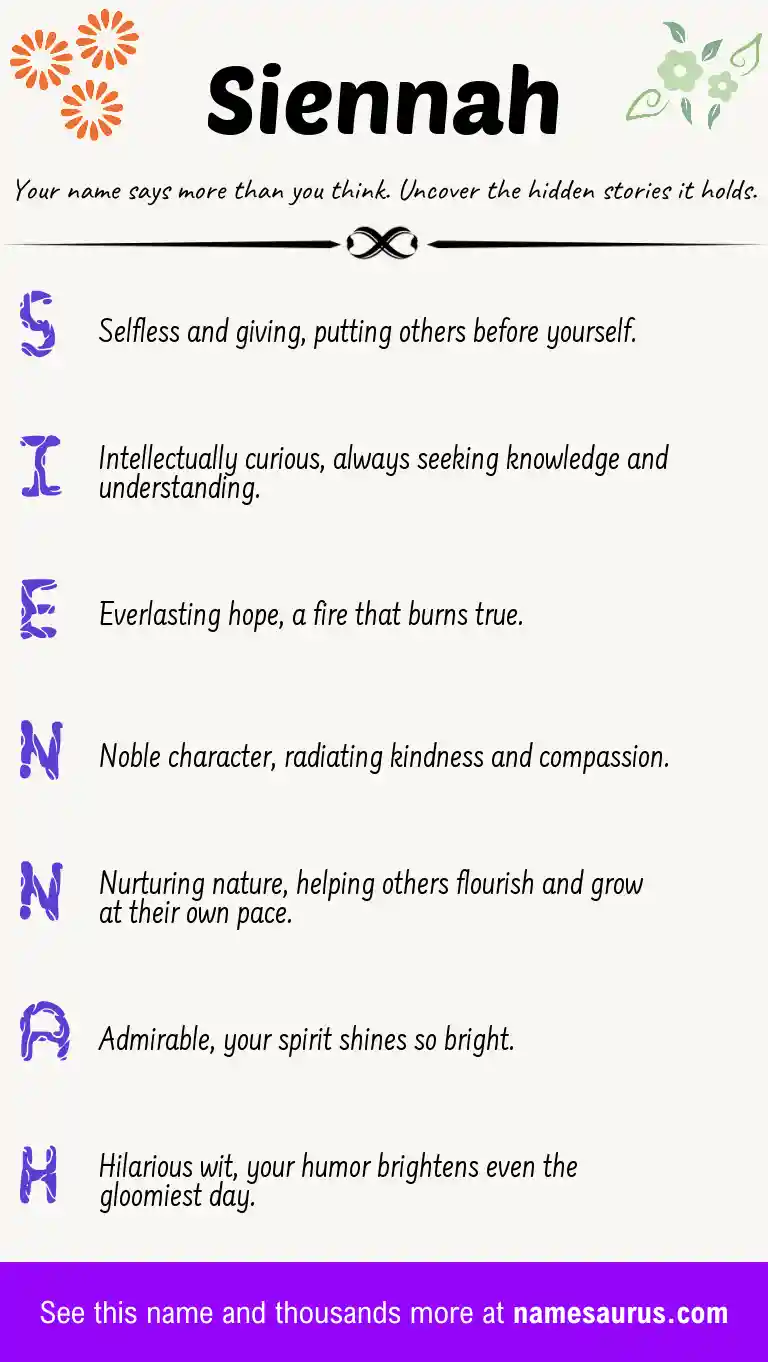 Acrostic poem about Siennah.
