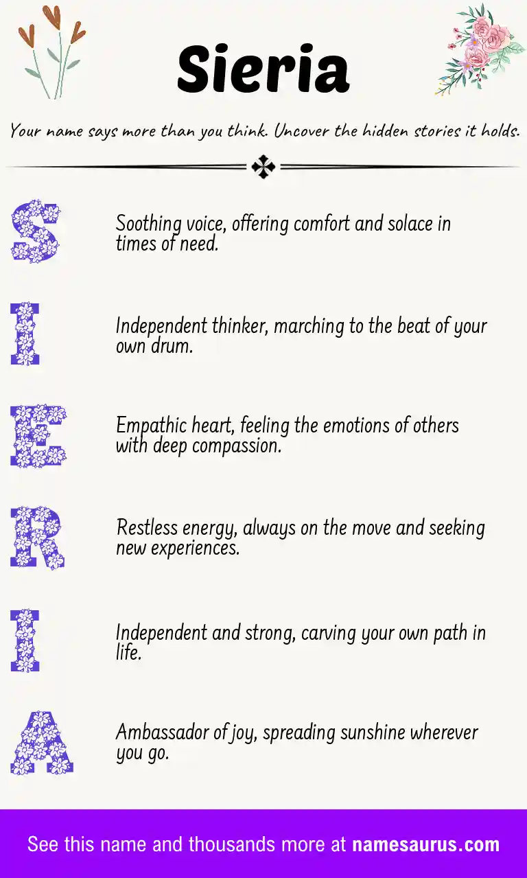Acrostic poem about Sieria.