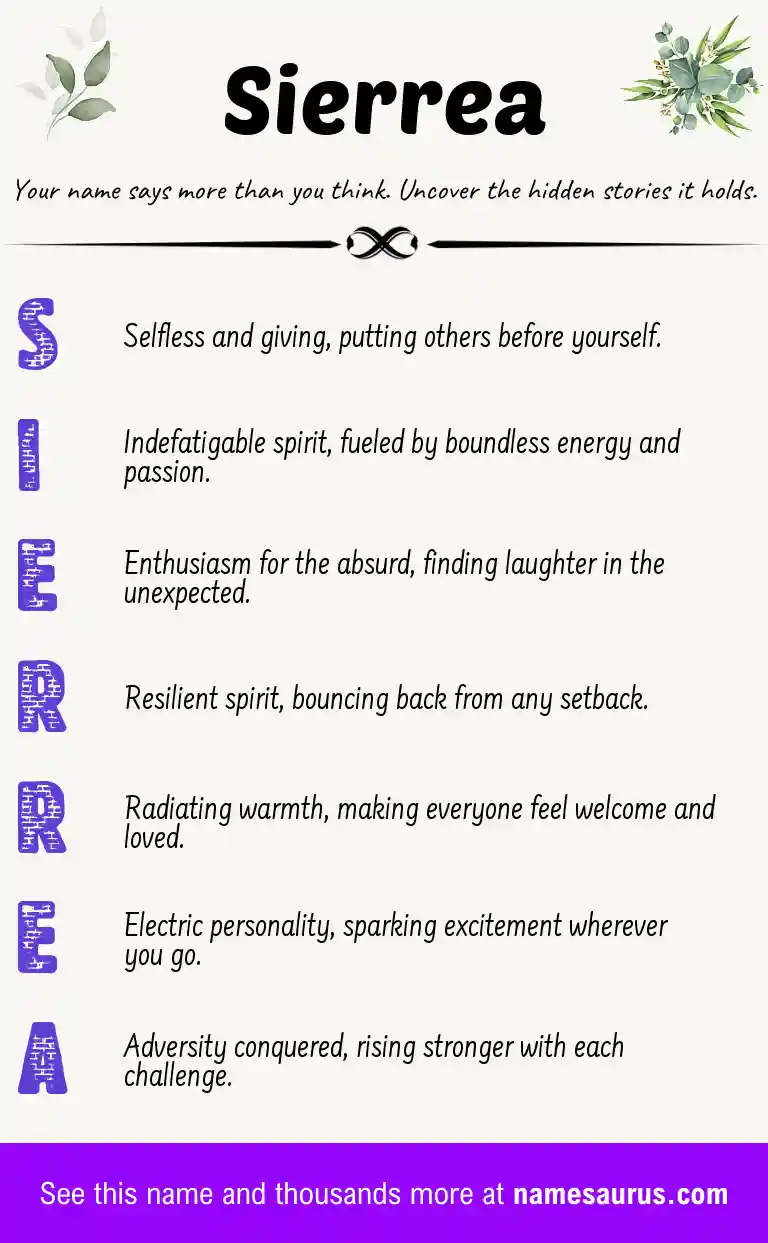 Acrostic poem about Sierrea.