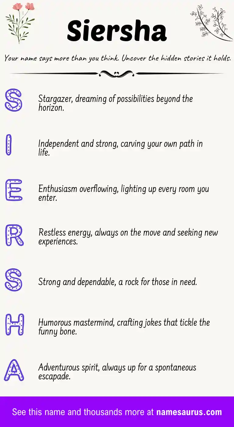 Acrostic poem about Siersha.