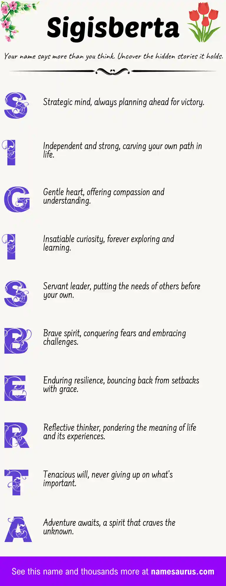 Acrostic poem about Sigisberta.
