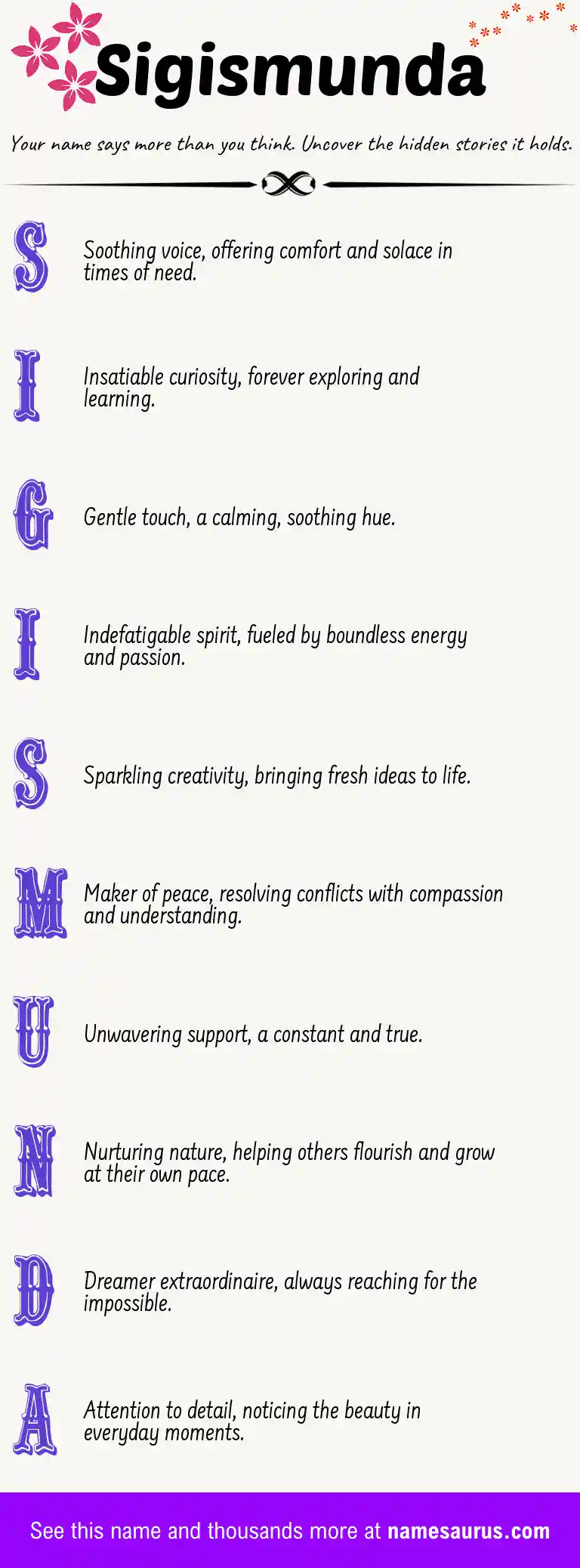 Acrostic poem about Sigismunda.
