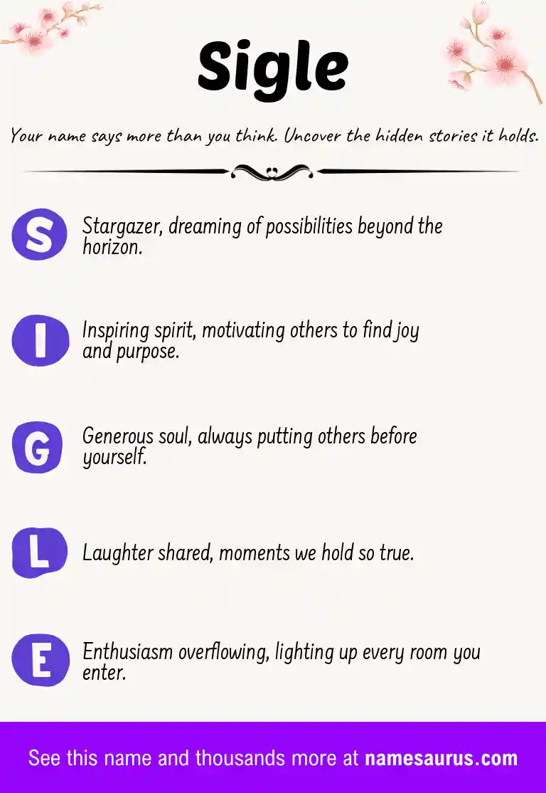 Acrostic poem about Sigle.