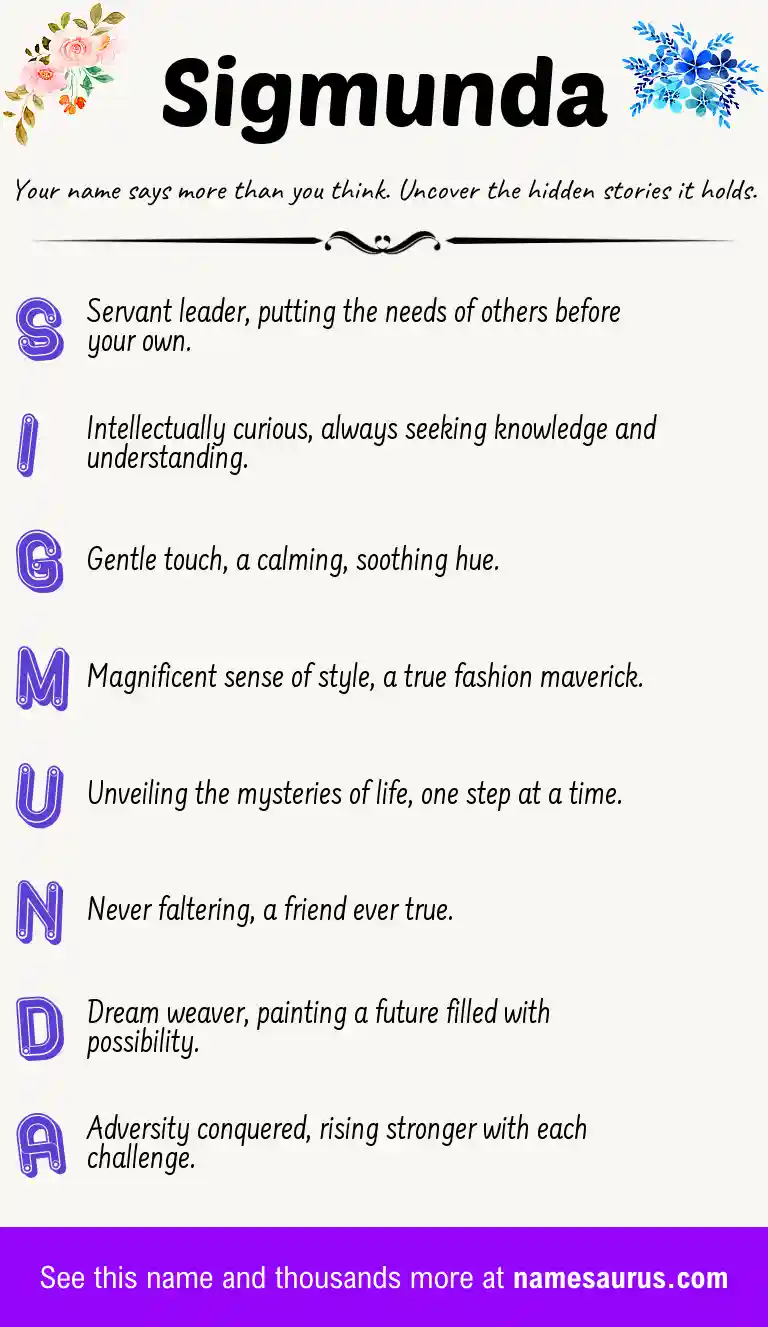 Acrostic poem about Sigmunda.