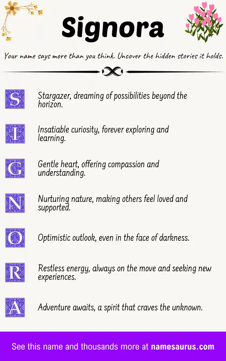 Acrostic poem about Signora.