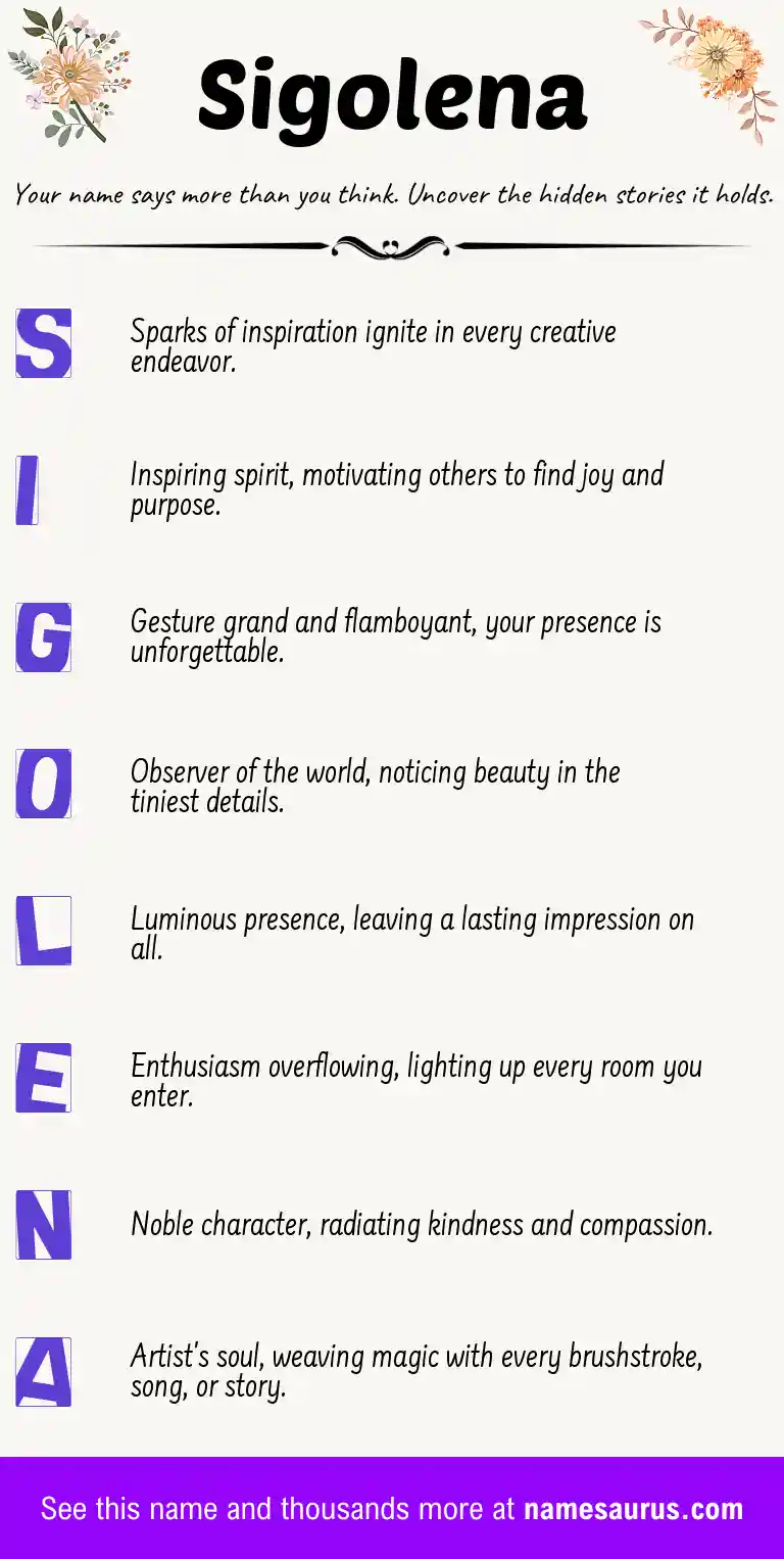 Acrostic poem about Sigolena.