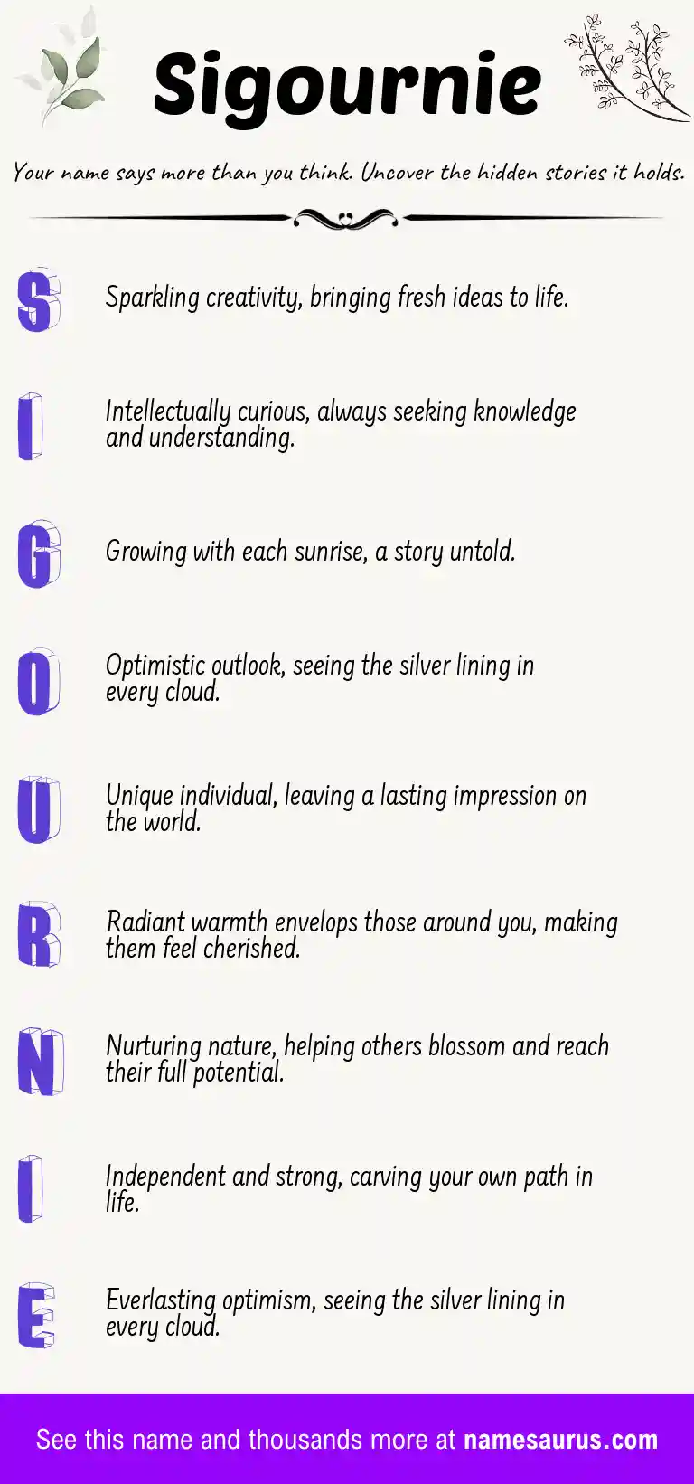 Acrostic poem about Sigournie.