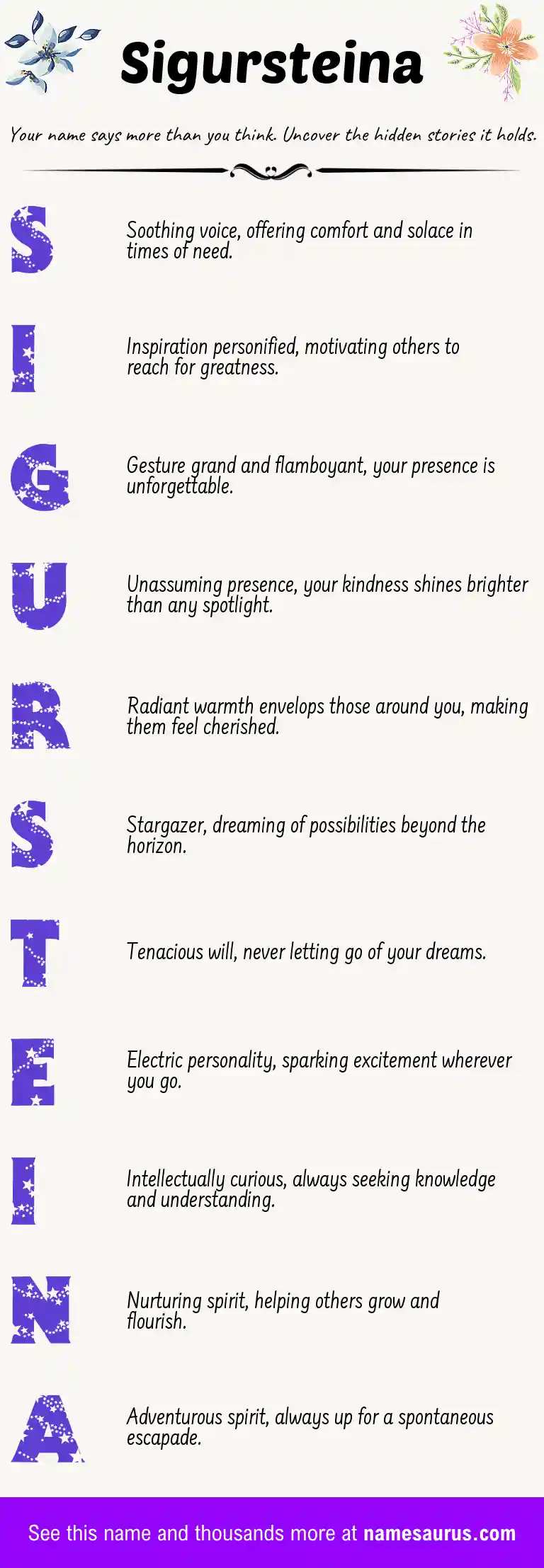 Acrostic poem about Sigursteina.