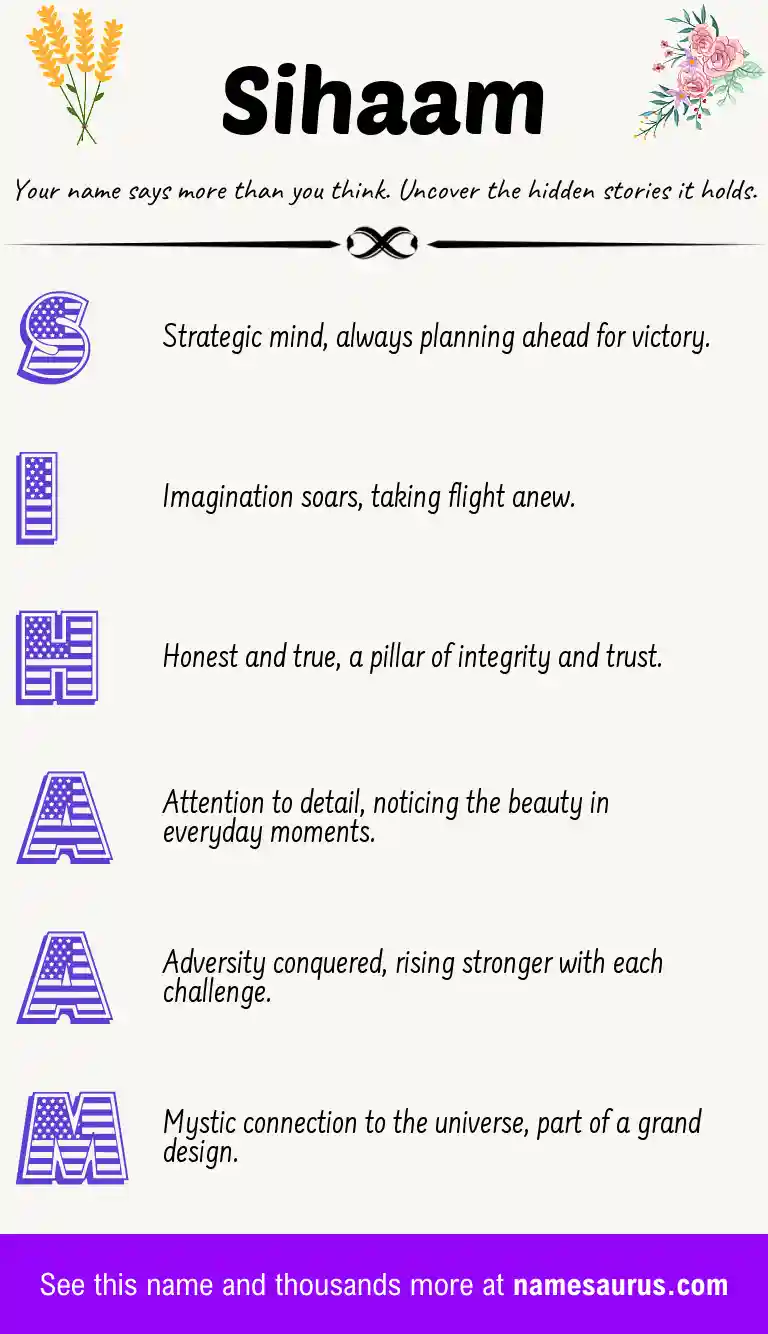 Acrostic poem about Sihaam.