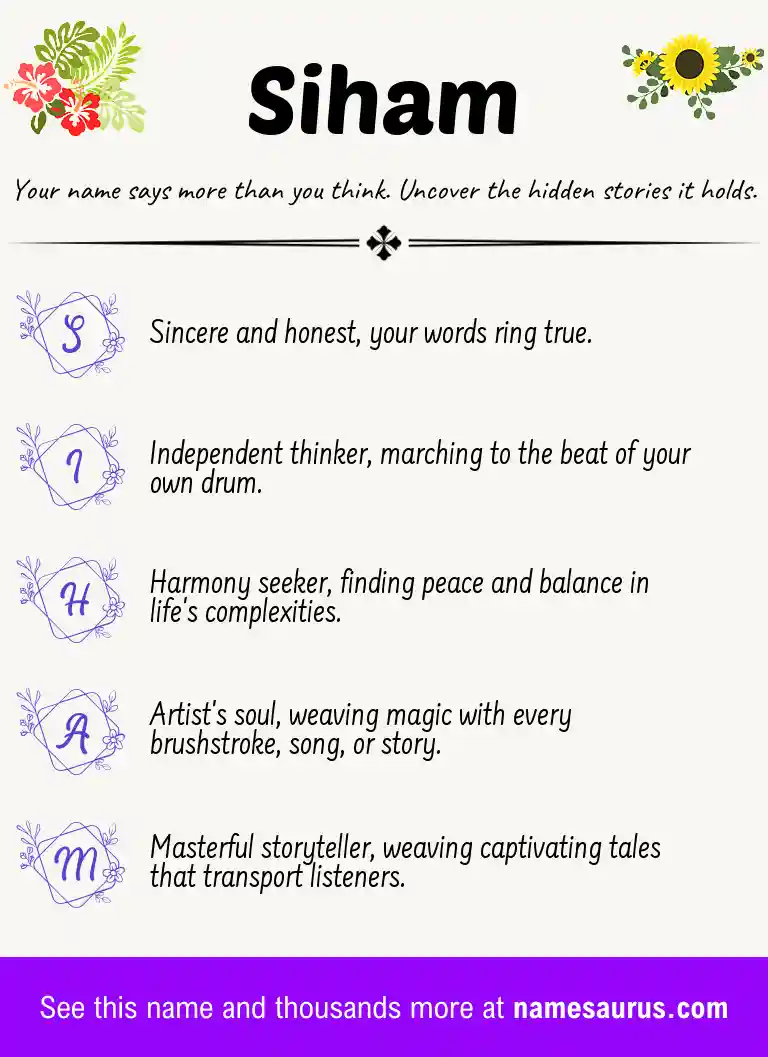 Acrostic poem about Siham.