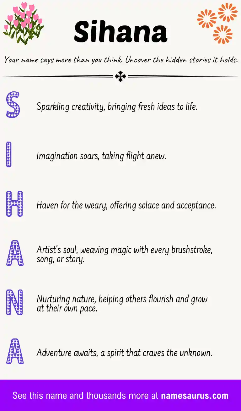 Acrostic poem about Sihana.