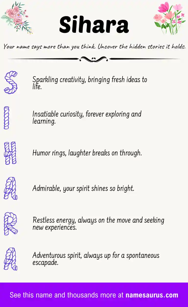 Acrostic poem about Sihara.