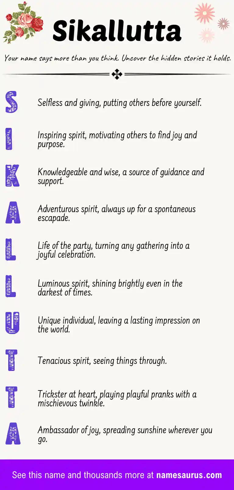 Acrostic poem about Sikallutta.