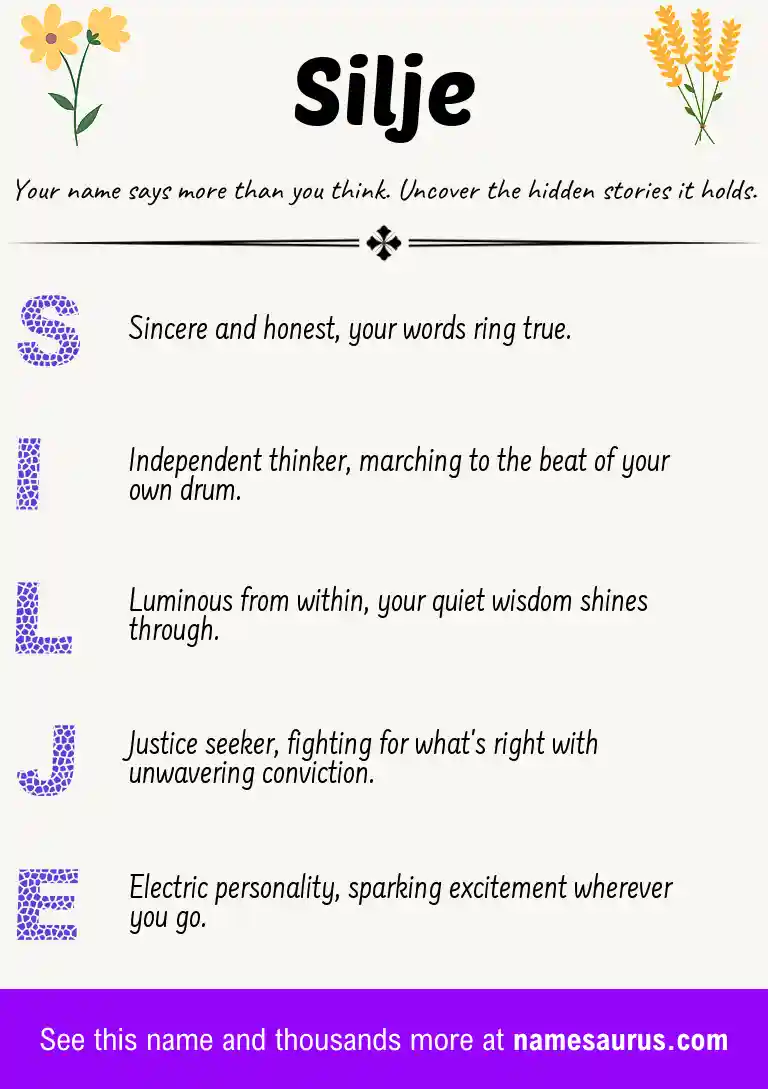 Acrostic poem about Silje.