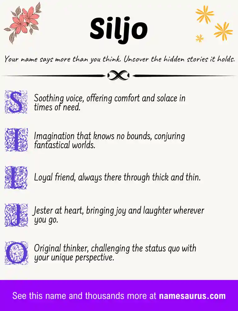 Acrostic poem about Siljo.