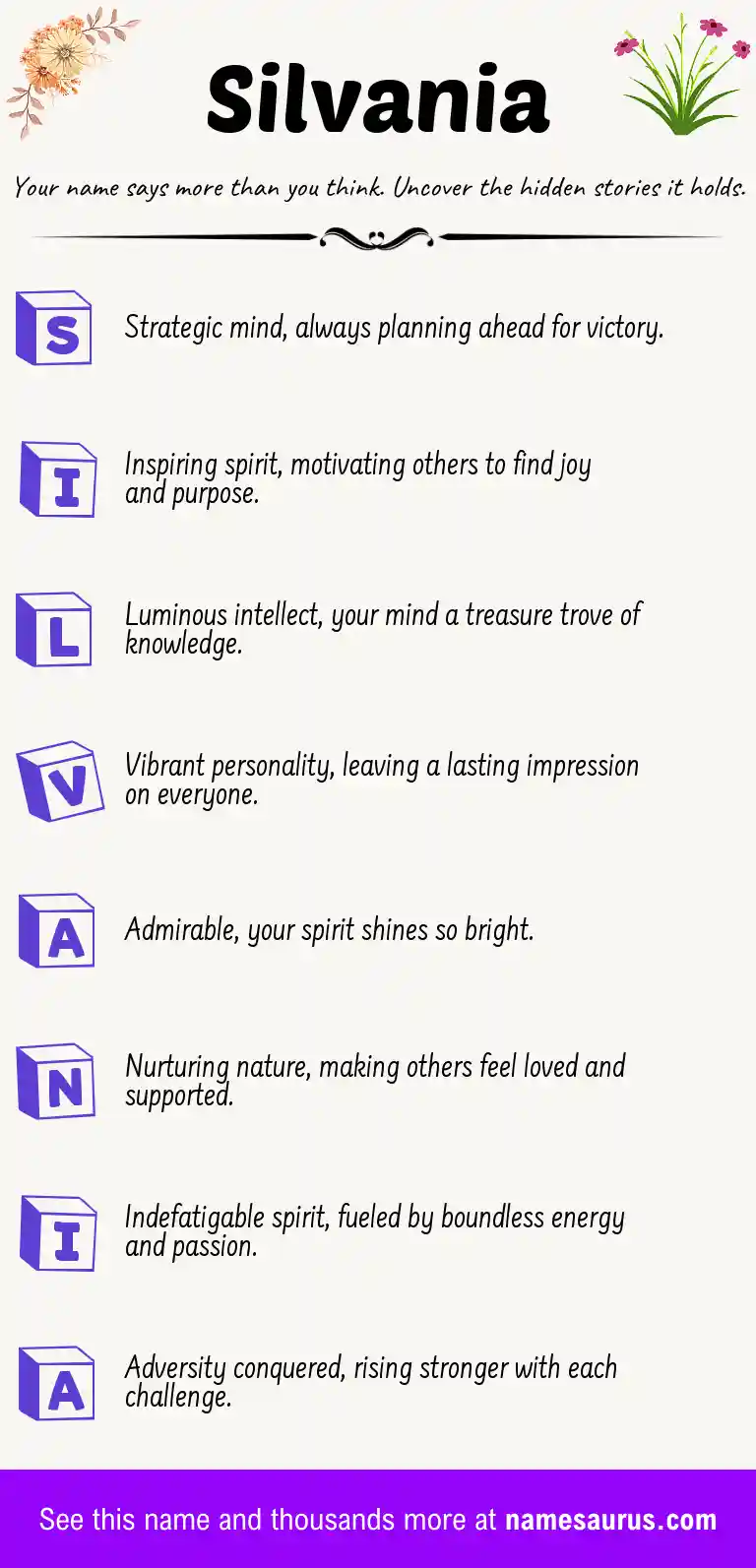 Acrostic poem about Silvania.