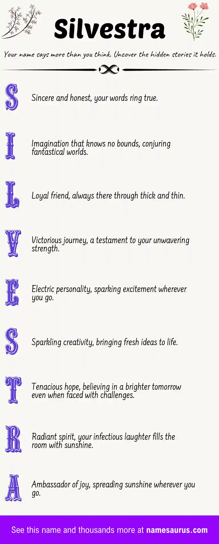Acrostic poem about Silvestra.