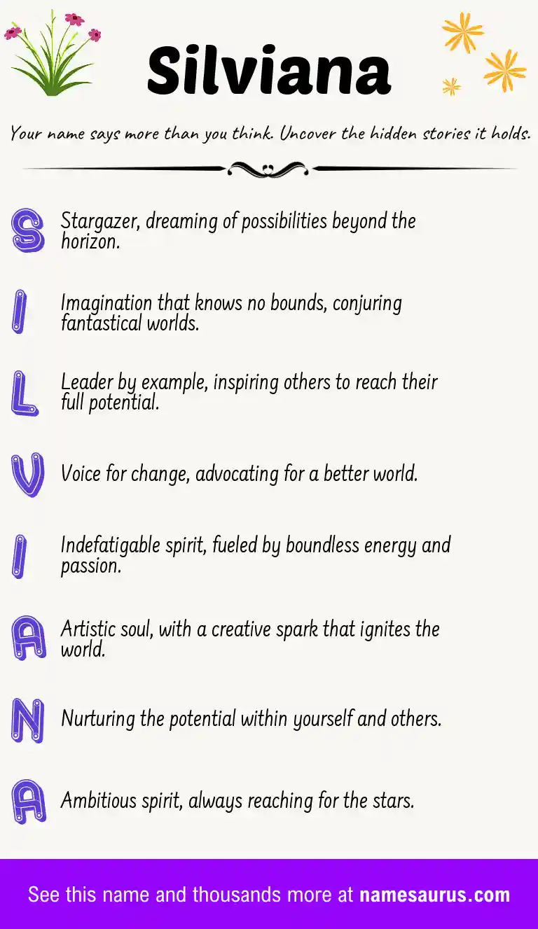 Acrostic poem about Silviana.