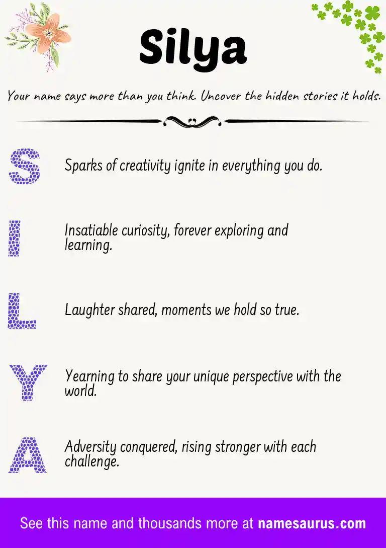 Acrostic poem about Silya.