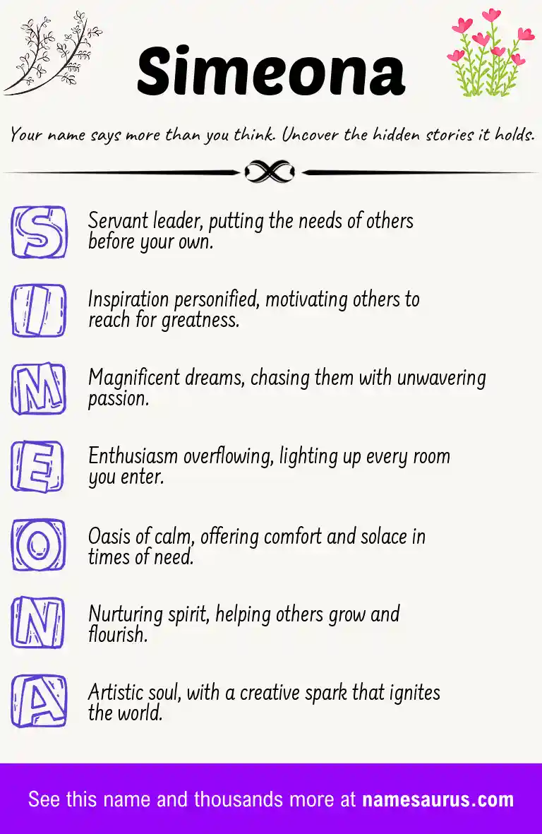 Acrostic poem about Simeona.