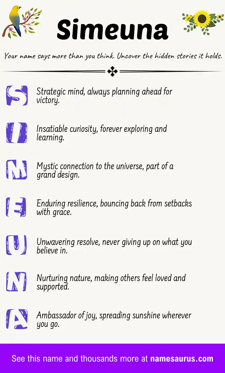 Acrostic poem about Simeuna.