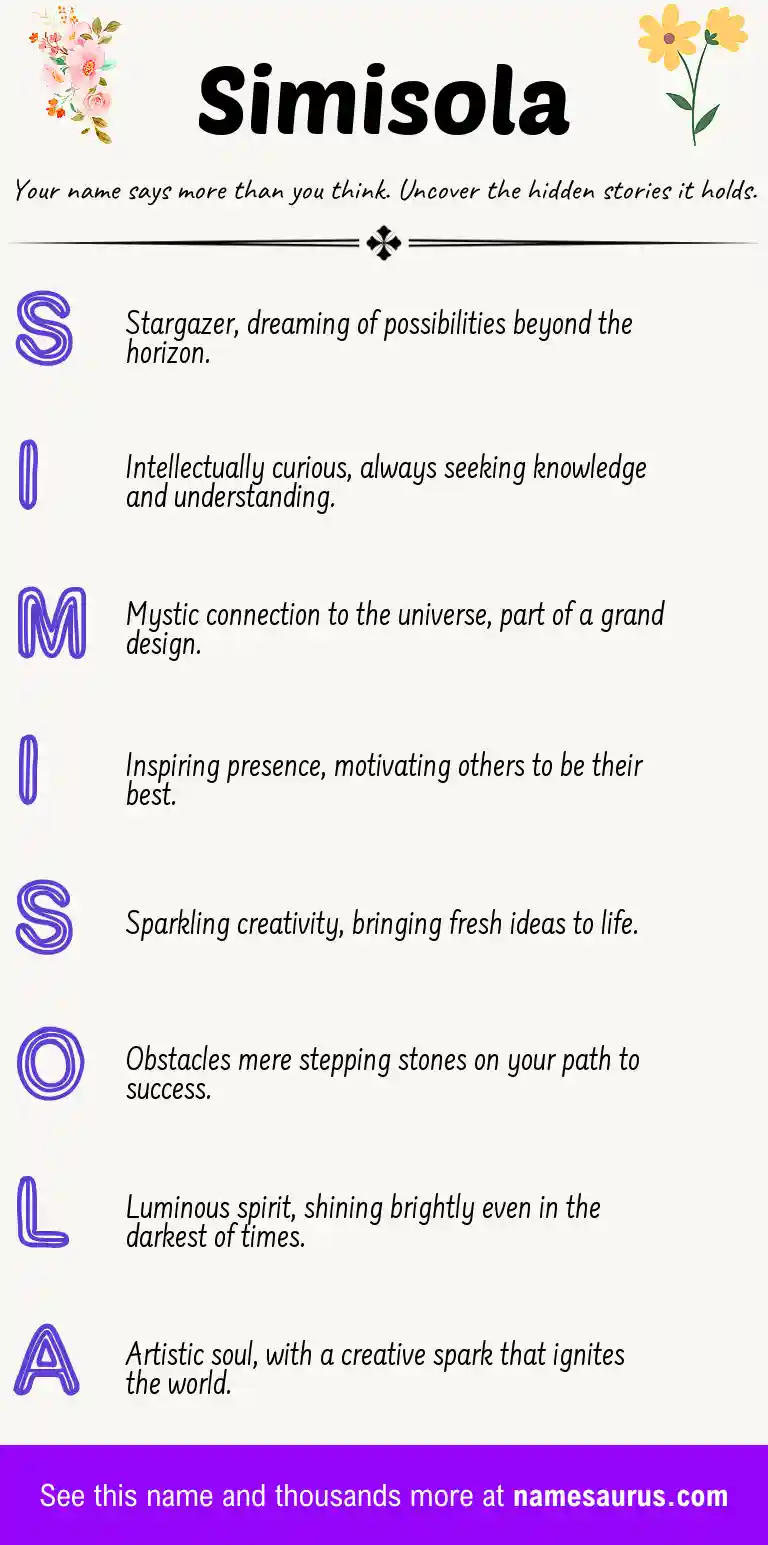 Acrostic poem about Simisola.