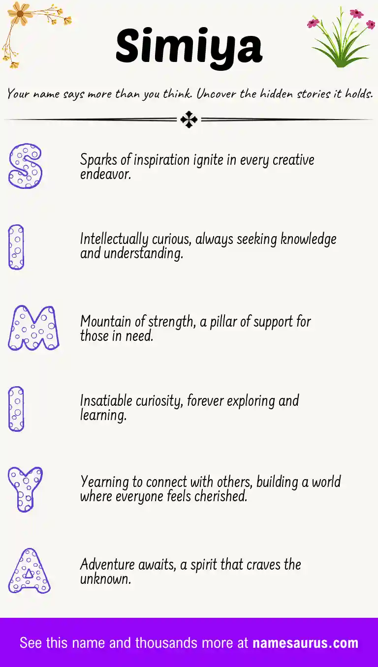 Acrostic poem about Simiya.
