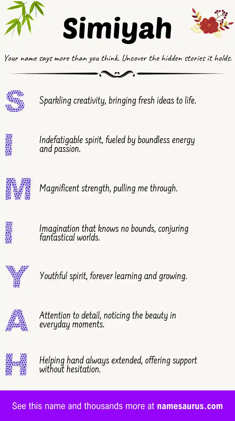 Acrostic poem about Simiyah.