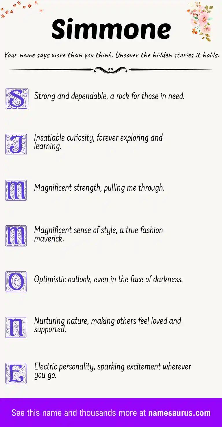 Acrostic poem about Simmone.