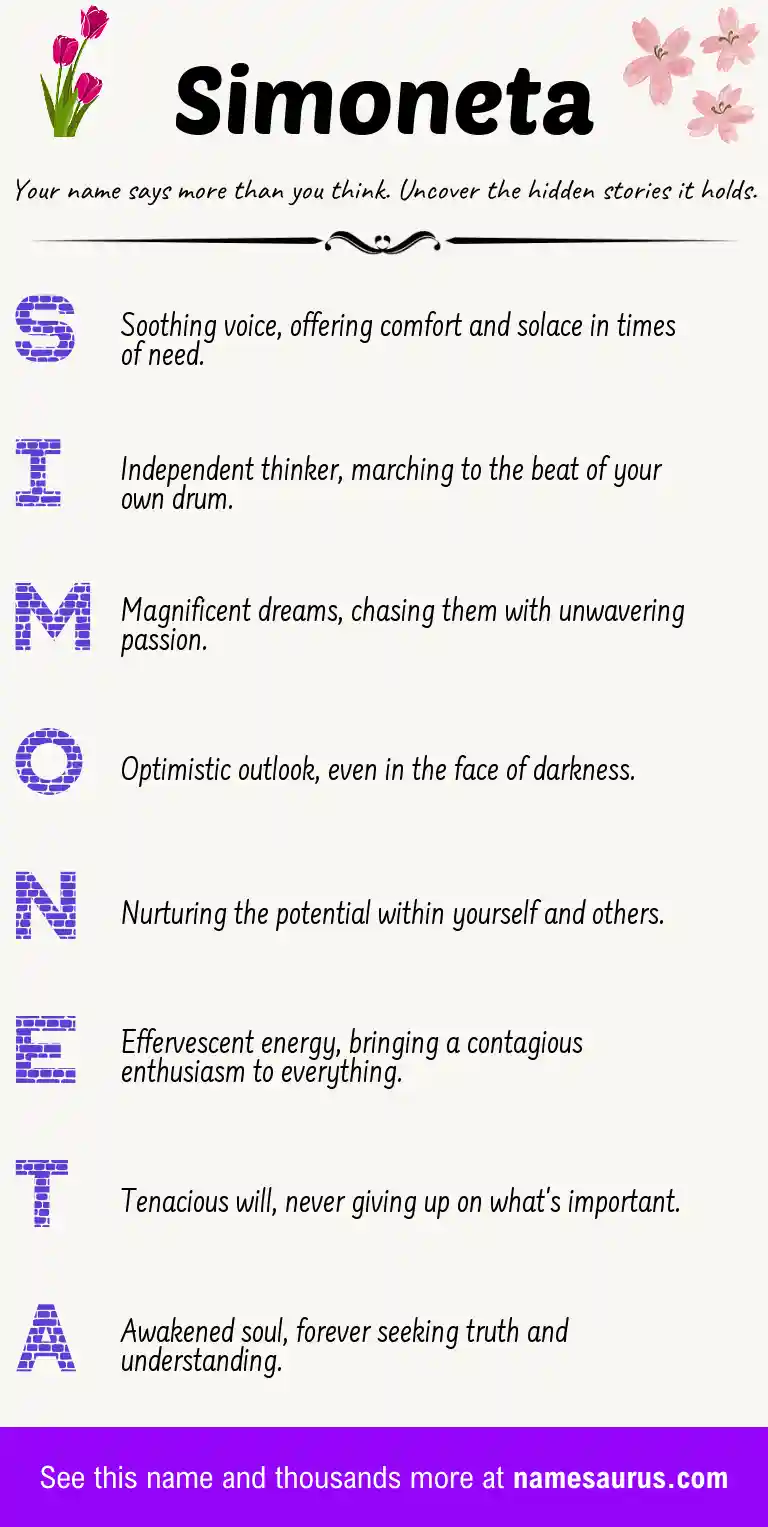 Acrostic poem about Simoneta.