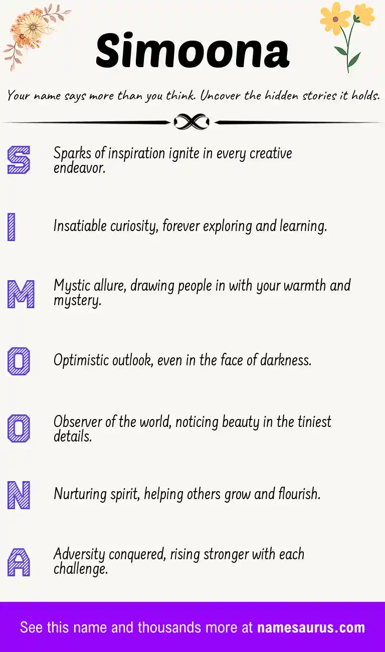 Acrostic poem about Simoona.