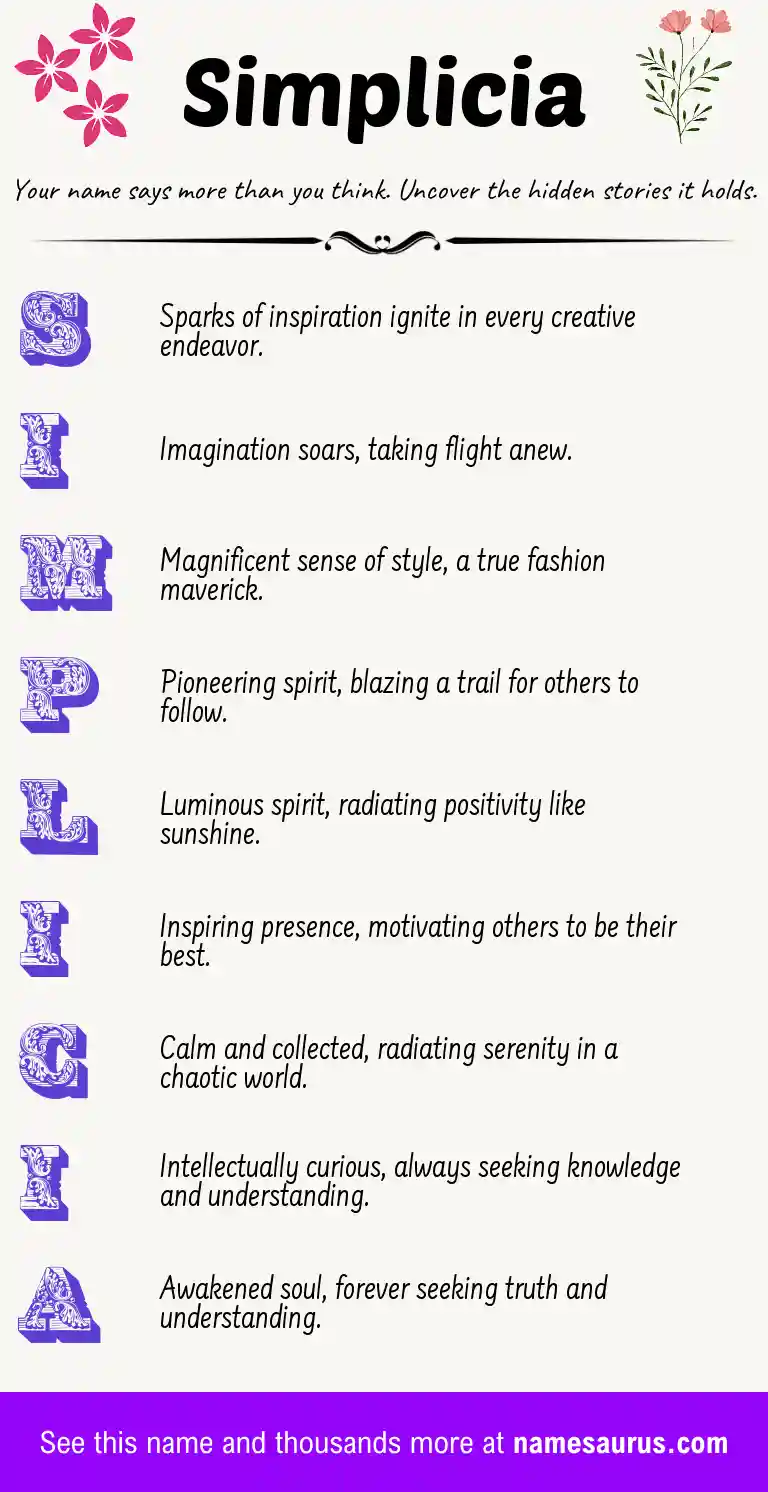 Acrostic poem about Simplicia.
