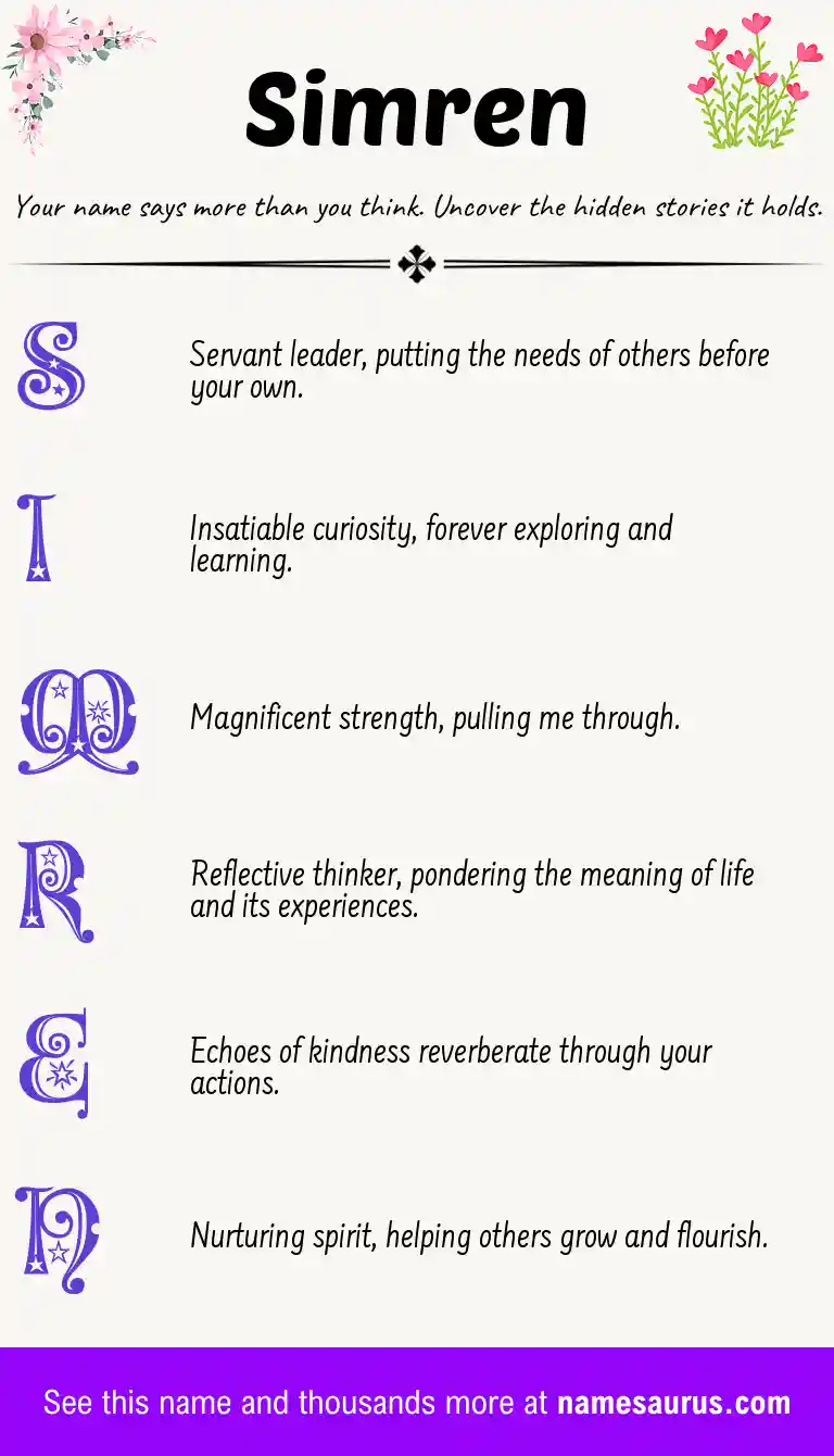 Acrostic poem about Simren.