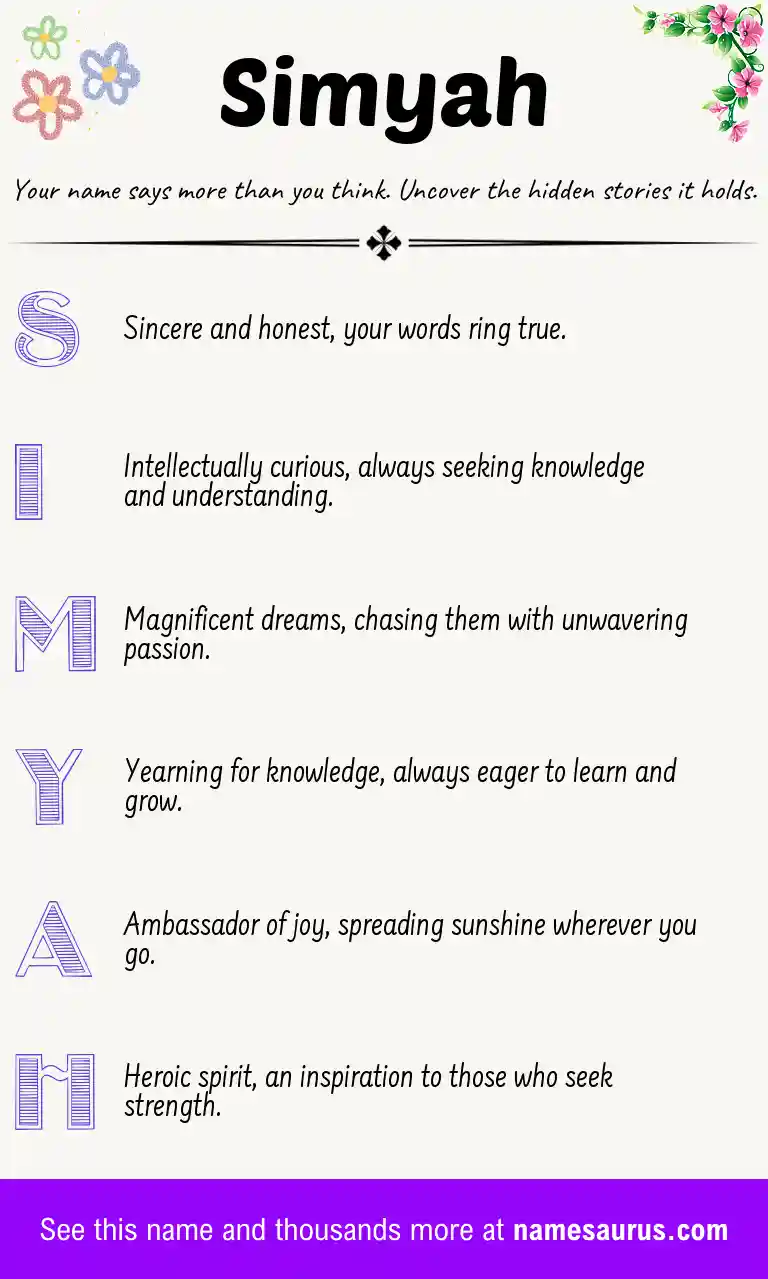Acrostic poem about Simyah.