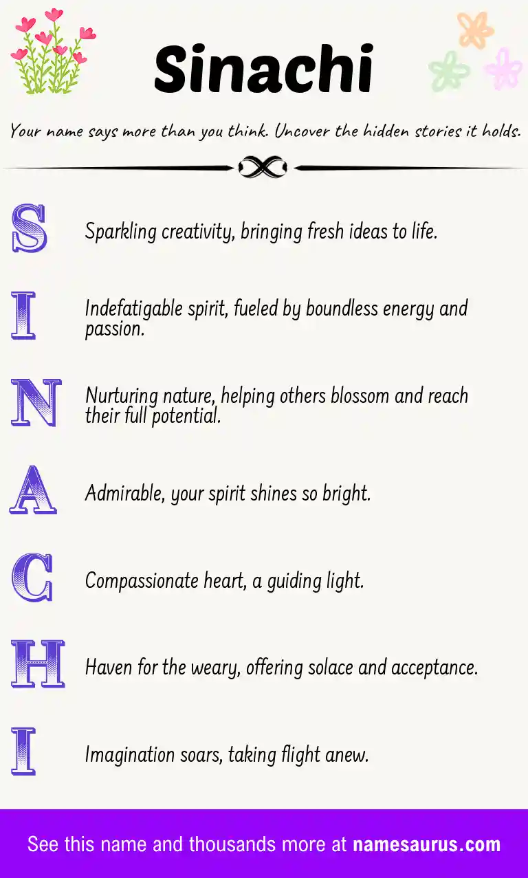 Acrostic poem about Sinachi.