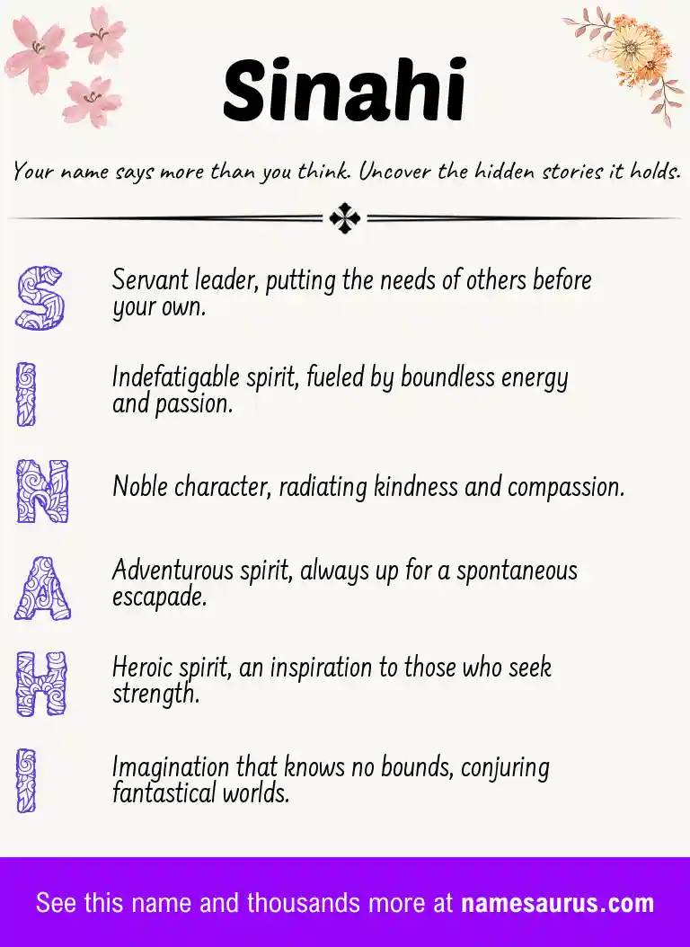 Acrostic poem about Sinahi.