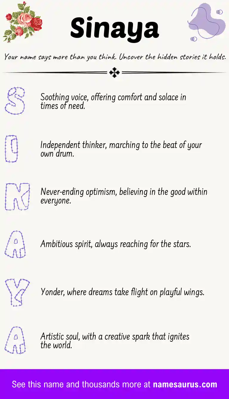 Acrostic poem about Sinaya.
