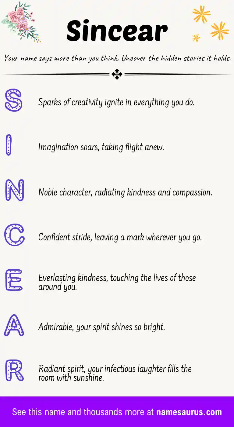 Acrostic poem about Sincear.