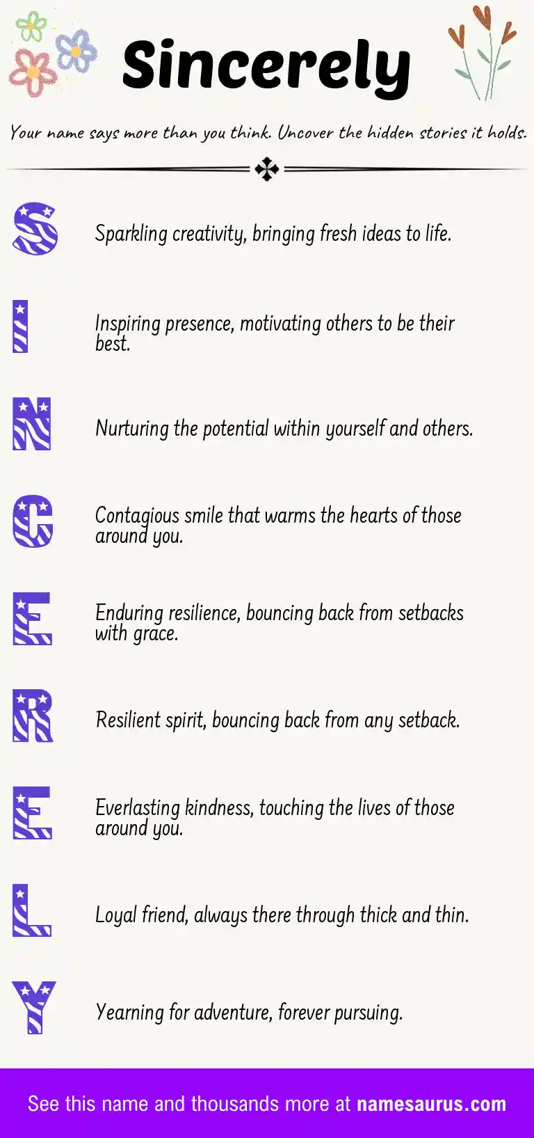 Acrostic poem about Sincerely.
