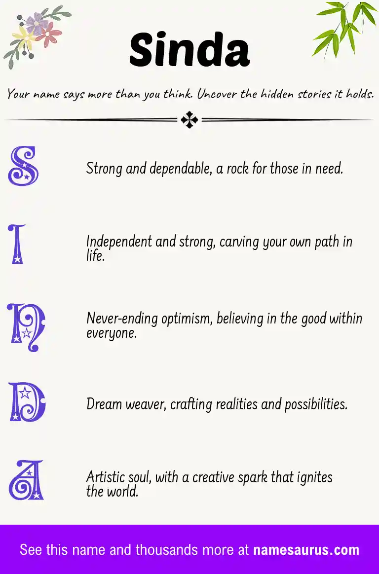 Acrostic poem about Sinda.