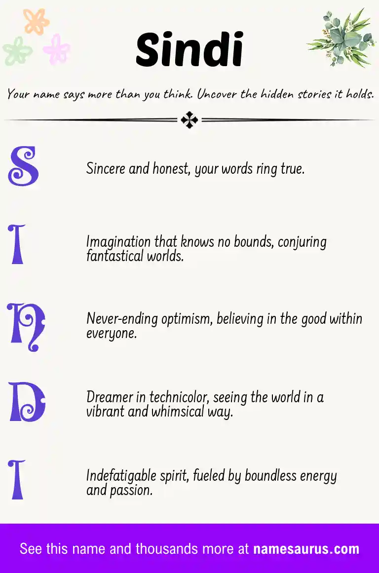 Acrostic poem about Sindi.