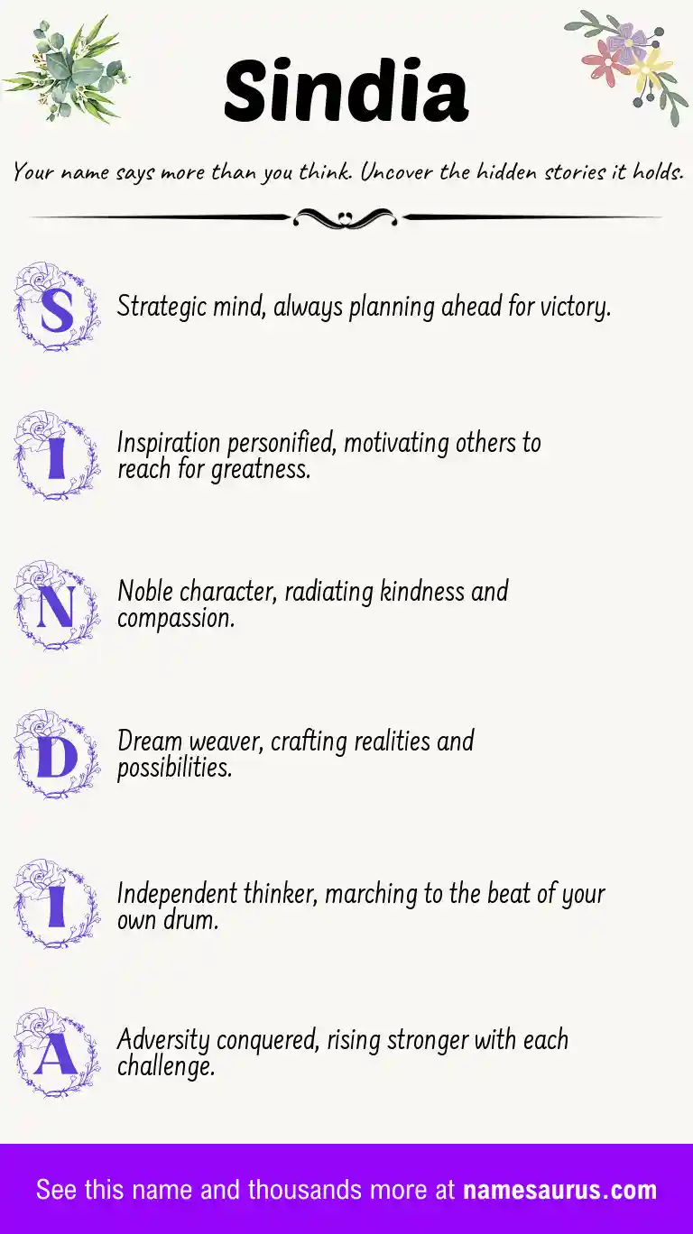 Acrostic poem about Sindia.